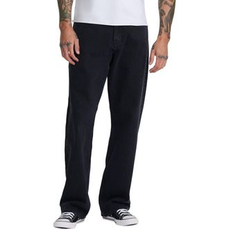 Rvca Americana Dayshift Relaxed Straight Fit Jeans in Vintage Black at Nordstrom, Size 34