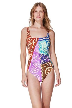 Gottex Ashanti Square Neck One Piece in Ashanti-Multi at Nordstrom, Size 16