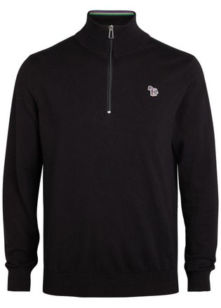 Paul Smith Appliqu&eacute;d Half-zip Cotton Jumper - Black - XL