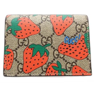 Gucci Beige Red Color Gg Supreme Canvas Wallet (Bi-Fold) (Pre-Owned)