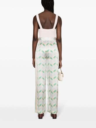 Casablanca Ping Pong Printed Silk Trousers - Pink