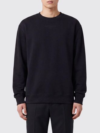 Balmain Felpa girocollo relaxed fit in cotone con finiture a costine
