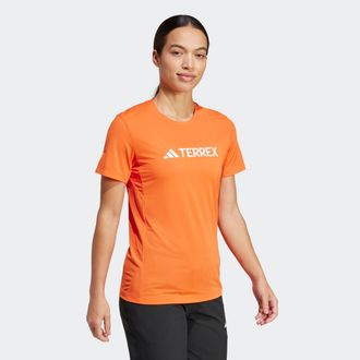 ADIDAS TERREX Funktionsshirt ADIDAS TERREX W MT LOG TECH T, Damen, Gr. XS, orange (semi impact orange), Obermaterial: 100% Polyester, normal, Rundhals, Shirts Funkt