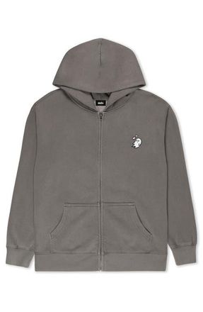 Dalix Heartly Ghost Midweight Fleece Faded Zip Hooded Sweatshirt in Faded Gray at Nordstrom, Size Xx-Large
