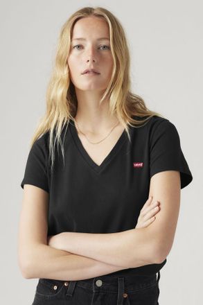 Levi's La T-shirt Perfect con scollo a V - Donna - 2XS - Nero / Caviar