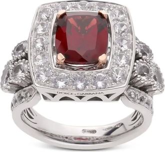 Dolce & Gabbana Anello Eleganza in oro giallo 18 carati con zaffiri e granati - Argento