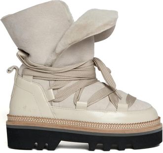 Hogan Beige Enkellaarzen voor vrouwen - Dames - Winterlaarzen - Beige - 36 1/2 EU - Leer - Schoenen