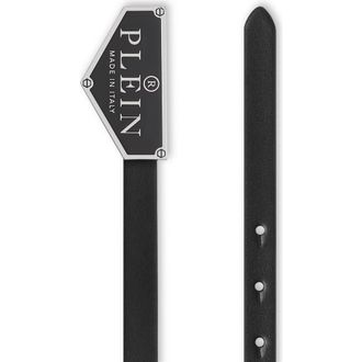 Philipp Plein Leather Belt Iconic Plein Women in Black/nickel at Nordstrom, Size 85