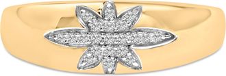 House of Brilliance 18K Yellow Gold 1/10 Cttw Diamond Star Burst Inlay Ring