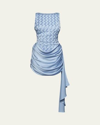 Et Ochs Antonella Smocked Bateau-Neck Mini Dress