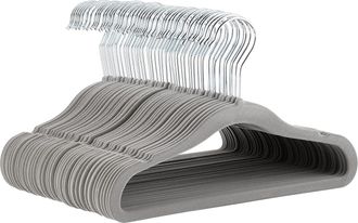 OEM Paquete De 50 Perchas Antideslizantes De Terciopelo Para Ropa De Ni&ntilde;os Y Beb&eacute;s, 29 Cm, Color Gris
