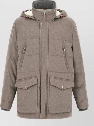 Brunello Cucinelli wool flannel quilted padded coat