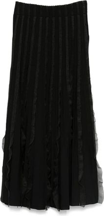 Emporio Armani Gonna midi con ruches - Nero