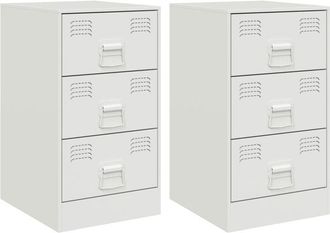 vidaXL Mesitas de noche 2 unidades acero blanco 34,5x39x62 cm Vidaxl