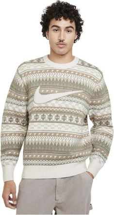 Nike Truien & Vesten, Heren, Veelkleurig, XL, Katoen, Fair Isle Swoosh Sweater Light Orewood