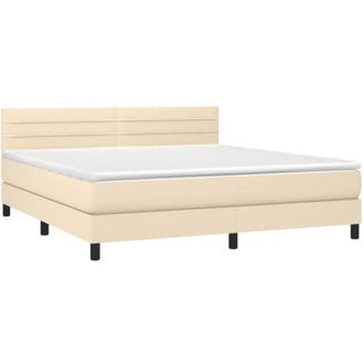 vidaXL Cama Box Spring Con Colch&oacute;n Tela Color Crema 160x200 Cm Vidaxl