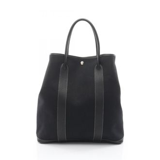 Herm&egrave;s Black Leather Handbag Tote Bag (Pre-Owned)