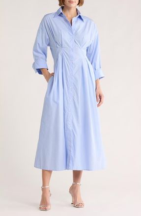 TWP Long Sleeve Cotton Shirtdress in Oxford Blue at Nordstrom Rack, Size 10