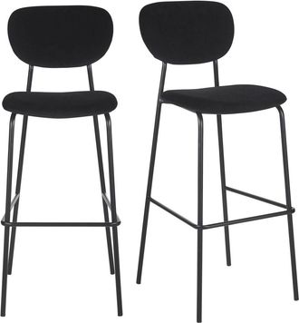 Maisons du monde Juego de 2 sillas altas profesionales de terciopelo y acero negro