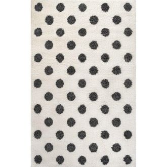 Jonathan Y Designs Pere Modern Charcoal Dot Shag Area Rug in White/gray at Nordstrom, Size 5Ft 0In X 8Ft 0In