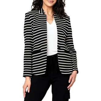 Gibsonlook Stripe Knit Blazer in Black/ivory Stripe at Nordstrom Rack, Size X-Small