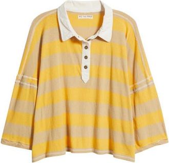 Free People Auggie Stripe Top in Oat Latte/Yellow Fin at Nordstrom, Size X-Large