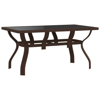 Berkfield Home Garden Table Brown & Black 140x70x70 cm Steel & Glass | Size: 140 x 70 x 70 cm