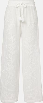 Farm Rio Nina embroidered cotton pants
