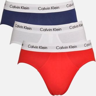 Calvin Klein Mens 3-Pack Mens Briefs, Blue/Red/White - Size: 33/32/32