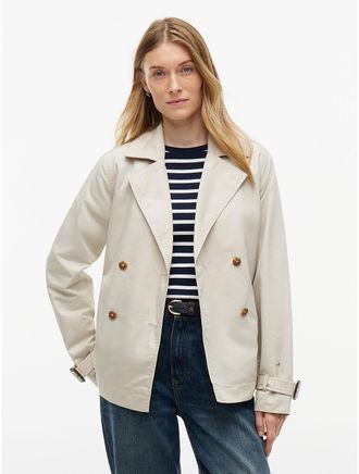 Tommy Hilfiger Womens Water-Repellent Cropped Trench Coat - Casablanca - XXL