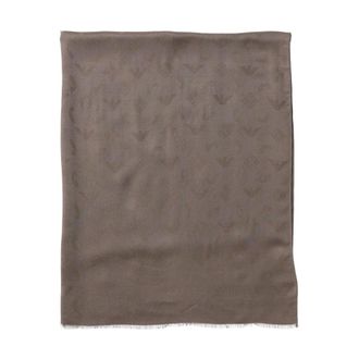 Emporio Armani Silk Scarves, male, Brown, ONE SIZE, Elegant Logo Patterned Silk Scarf