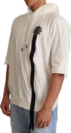 Dolce & Gabbana White Hooded Limited Edition Mens Sweater