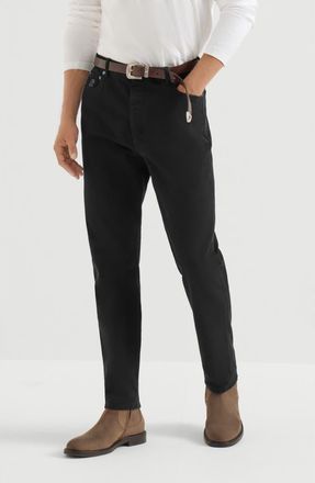 Brunello Cucinelli Garment-dyed denim iconic fit five-pocket trousers in Black at Nordstrom, Size 60