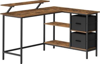 Vasagle Escritorio de 105 x 135 x 89,5 cm de color marr&oacute;n r&uacute;stico