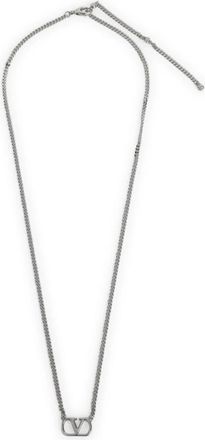 Valentino Garavani VLogo Signature Metal Halsketting - Dames - Kettingen - Grijs - ONE Size - Accessoires
