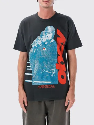 Obey T-shirt girocollo in puro cotone con stampa grafica e logo a contrasto