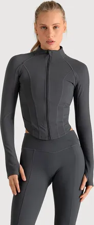 Bloch Ladies Apex Rib Contour Zip Jacket, Vanilla Custard