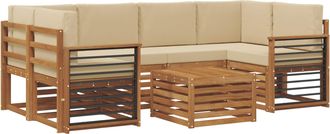 vidaXL Conjunto De Sof&aacute;s De Exterior 7 Uds. Natural Y Beige Vidaxl