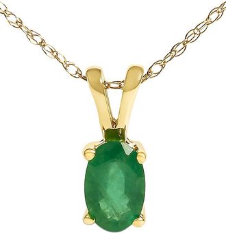 House of Brilliance Haus Of Brilliance Colorful Gemstones 14K 0.52 Ct. Tw. Emerald Pendant Necklace