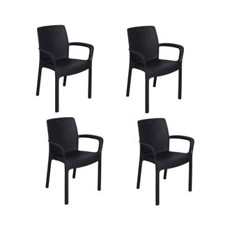 Dmora Sedia Da Esterno Anacleto, Sedute Da Giardino, Sedia Per Tavolo Da Pranzo, Poltrona Outdoor Effetto Rattan, 100 % Made In Italy, 54x60h82 Cm, Antracit