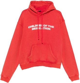 Dagger Slogan-print Distressed Hoodie