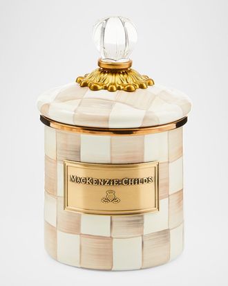 MacKenzie-Childs Mocha Check Demi Canister