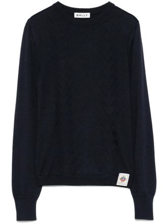 Bally logo-patch top - women - Cashmere/Silk - 40 - Blue