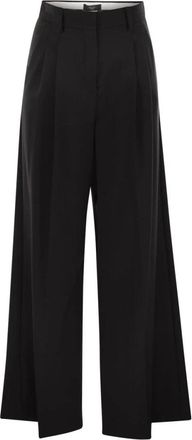 Max Mara Wijde Broeken - Dames - Wijde Broeken - Zwart - 3XS - Wol - Broeken