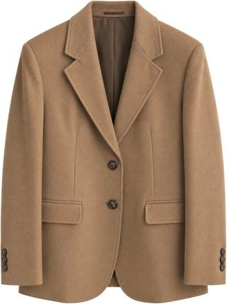 Max Mara Jassen, Dames, Bruin, M, Wol, Enkelrijige wollen blazer