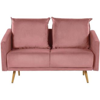 Beliani Beliani - Modern Velvet 2 Seater Sofa Pink Backrest Cushions Metal Legs Maura