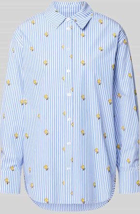 Essentiel Oversized Hemdbluse aus reiner Baumwolle Modell JEPPERMINT SNOOPY in Blau, Gr&ouml;&szlig;e M