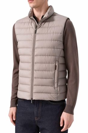 Moorer Stand Collar Down Vest In Wood