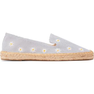 Soludos The Smoking Embroidery Espadrille in Daisies - Dolphin Blue at Nordstrom, Size 11