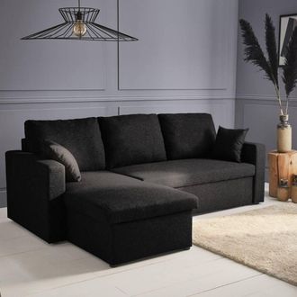 Sweeek 3-seater Reversible Corner Sofa Bed With Storage in Black